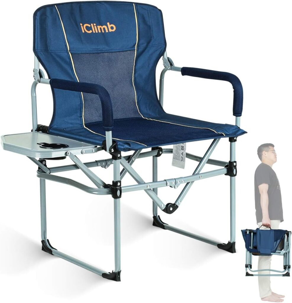 Camping Folding Mesh Chair with Side Table