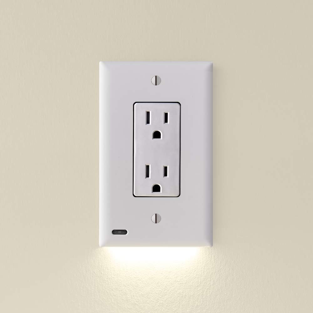 Electrical Receptacle Wall Plate With LED Night Lights