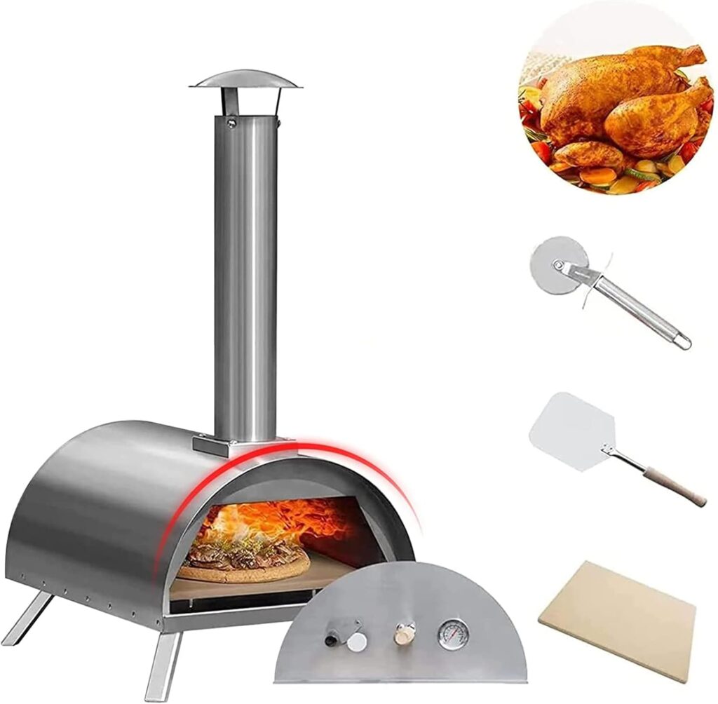 Pizza cooked in a portable camping oven