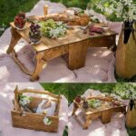 Wooden Outdoor Folding Picnic Basket Table