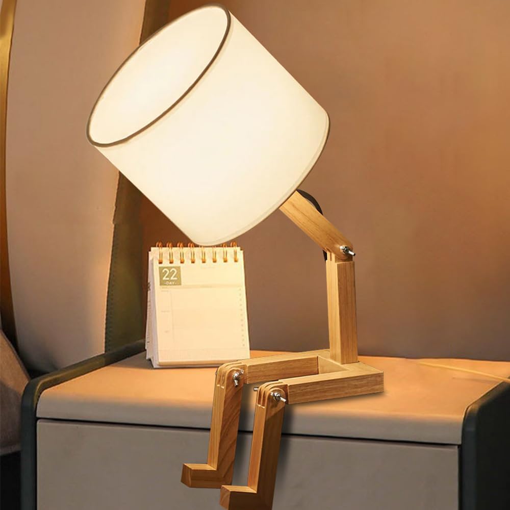 Wooden Robot Shaped Table Lamp