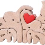 Wooden elephant family